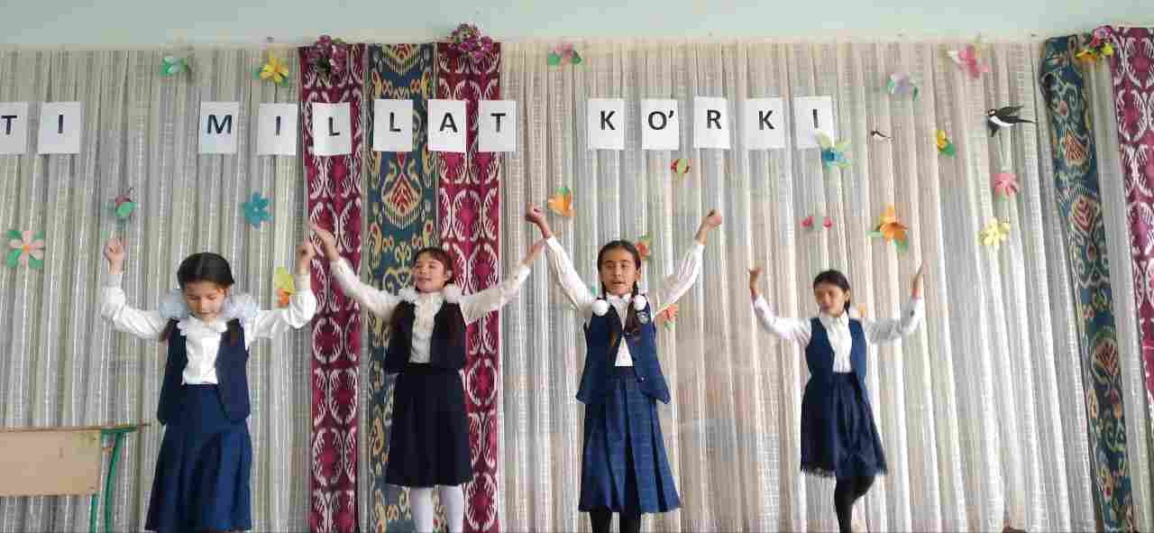 Shovot tuman 9-umumiy o’rta ta’lim maktabida o’tkazilgan "Til millat ko'rki" tadbiridan lavhalar
